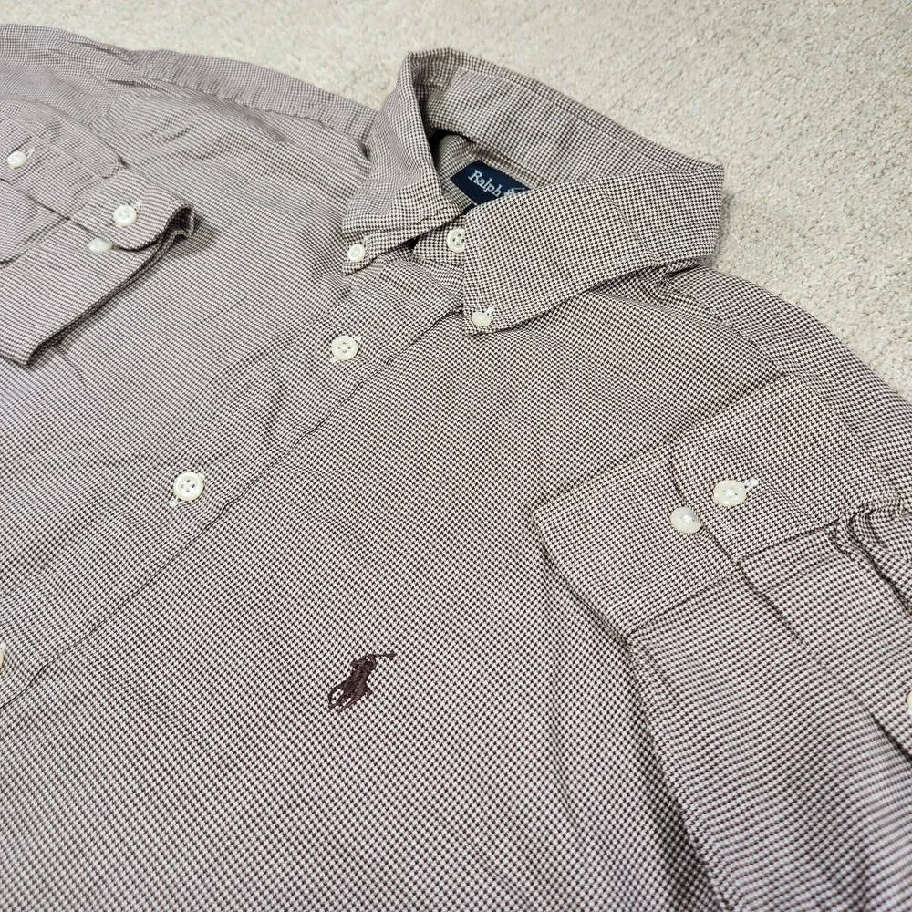 Vintage‎ Polo Ralph Lauren Shirt Men 16 (L) Yarmouth Button Down Houndstooth